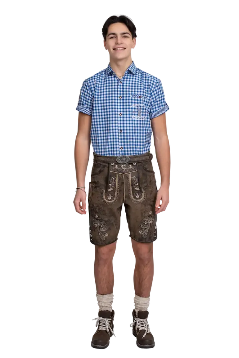 Lederhosen i Ægte Læder m/Bælte - Vintage Brun