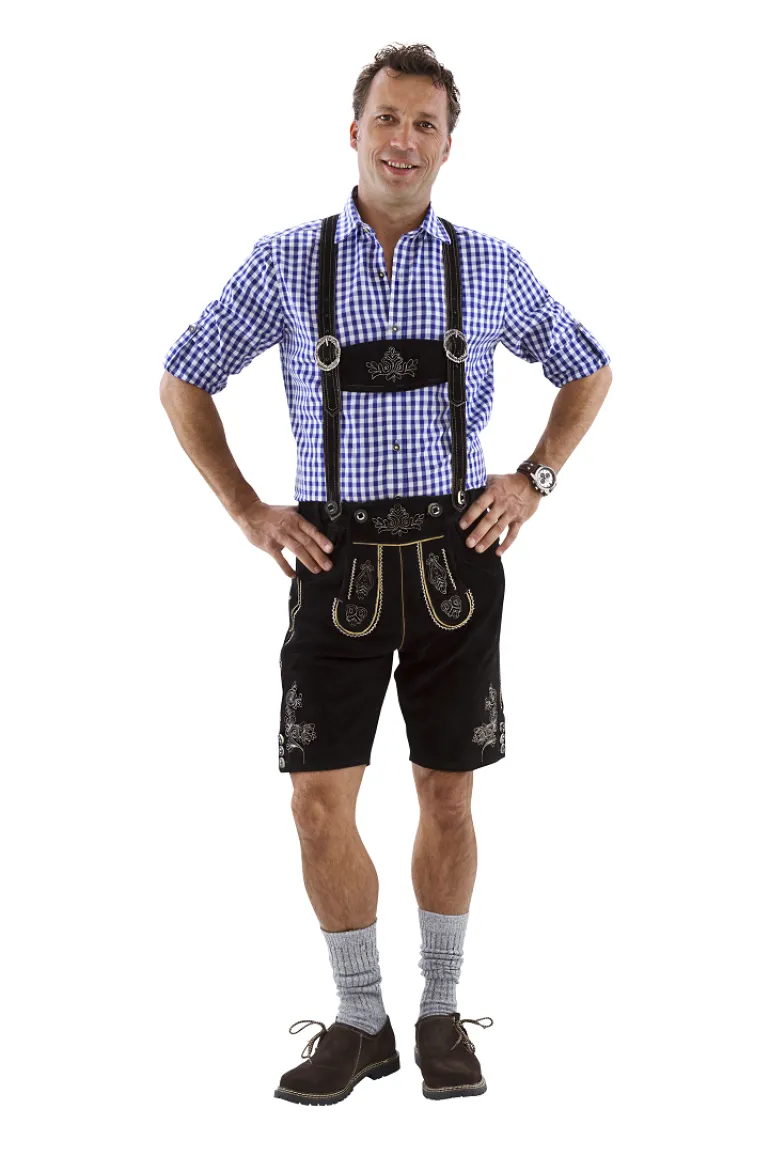 Lederhosen i Ægte Læder - Sorte, Kort Model