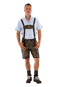 Lederhosen i Ægte Skind - Kort Model i Antikbrun