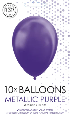 Lilla Naturlatex Metallic Balloner, 10 stk.