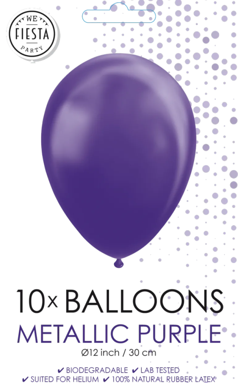 Lilla Naturlatex Metallic Balloner, 10 stk.