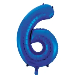 Lille Blå Folie Tal Ballon (ca. 40cm.) - 6 Tal