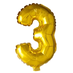 Lille Guld Folie Tal Ballon (ca. 40cm.) - 3 Tal