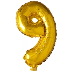 Lille Guld Folie Tal Ballon (ca. 40cm.) - 9 Tal