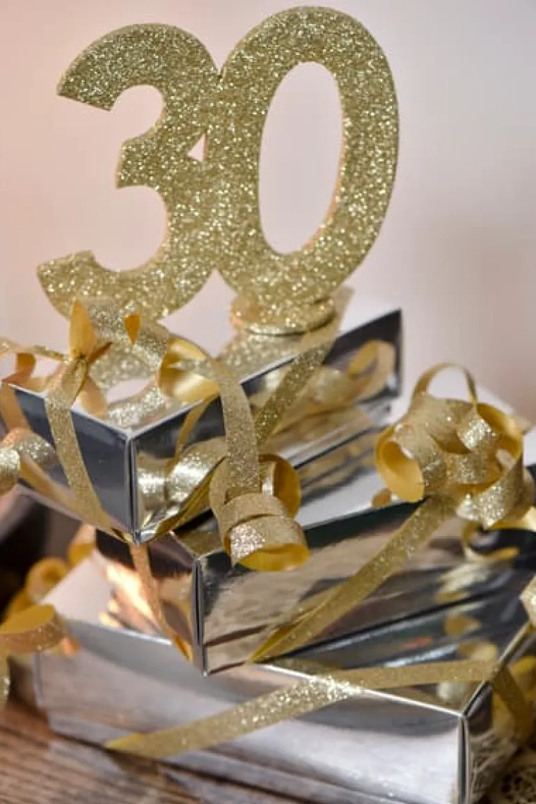 Lille Guld Glitter "30" Tal - Borddekoration