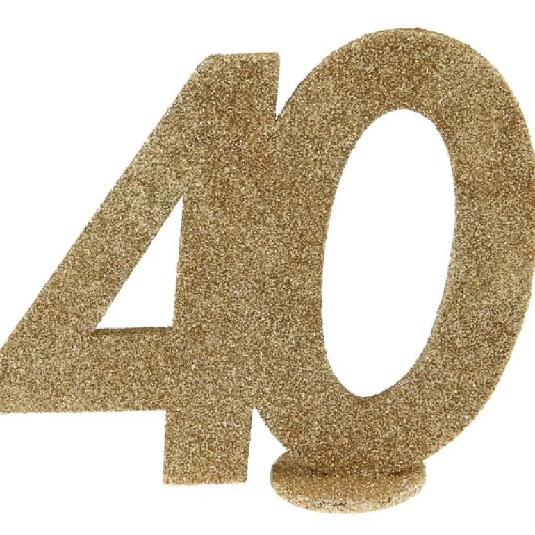 Lille Guld Glitter "40" Tal - Borddekoration