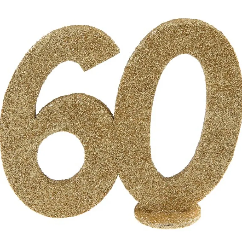Lille Guld Glitter "60" Tal - Borddekoration