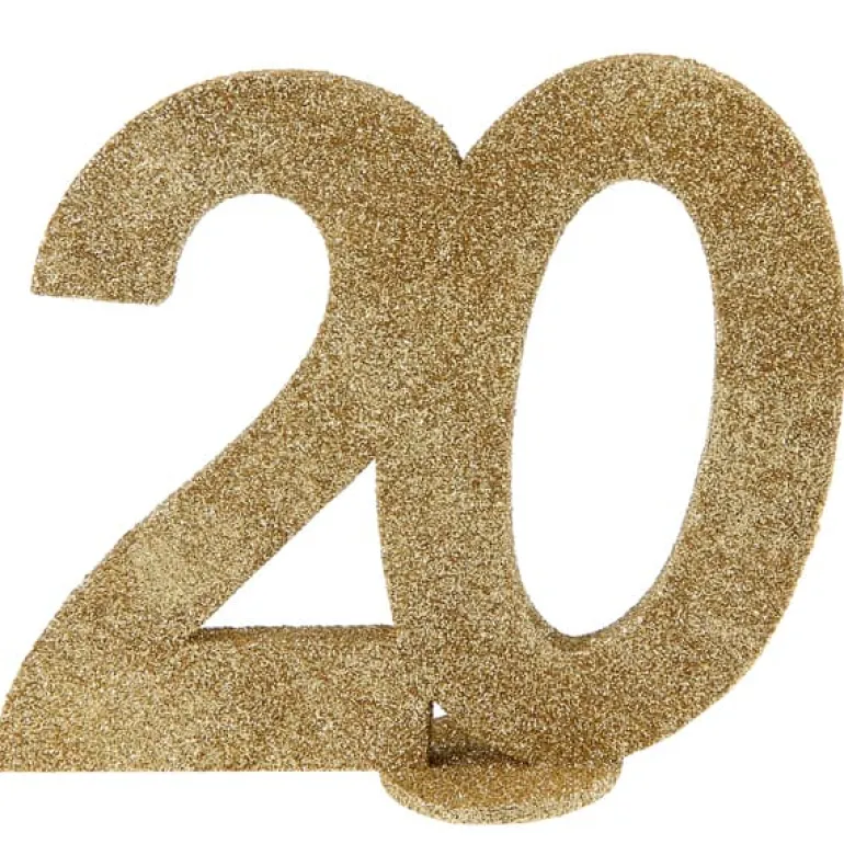 Lille Guld Glitter "20" Tal - Borddekoration