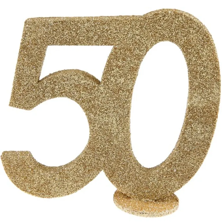 Lille Guld Glitter "50" Tal - Borddekoration