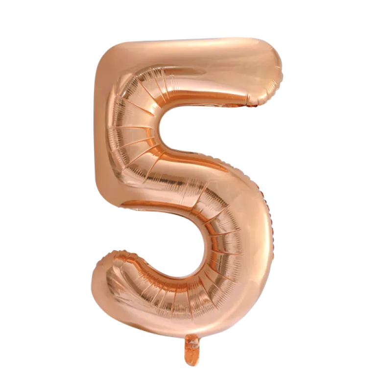 Lille Rosegold Folie Tal Ballon (ca. 40cm.) - 5 Tal