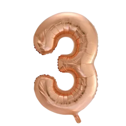 Lille Rosegold Folie Tal Ballon (ca. 40cm.) - 3 Tal