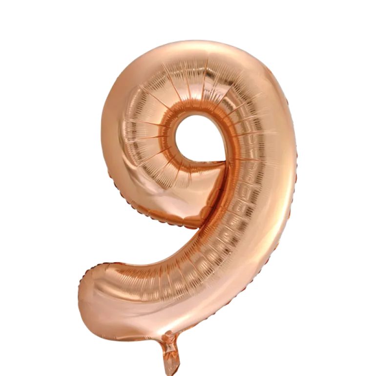 Lille Rosegold Folie Tal Ballon (ca. 40cm.) - 9 Tal