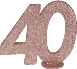 Lille Rosegold Glitter "40" Tal - Borddekoration