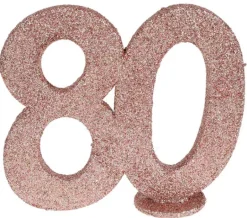 Lille Rosegold Glitter "80" Tal - Borddekoration