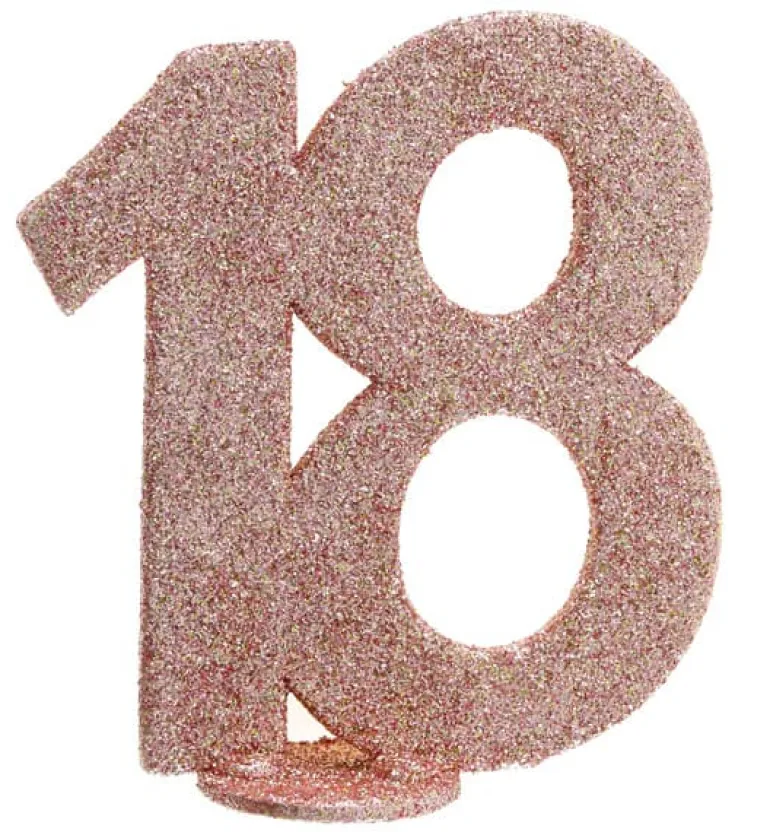 Lille Rosegold Glitter "18" Tal - Borddekoration