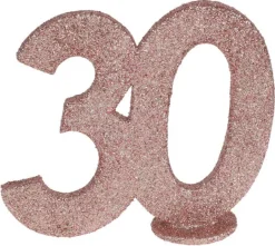 Lille Rosegold Glitter "30" Tal - Borddekoration