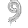 Lille Sølv Folie Tal Ballon (ca. 40cm.) - 9 Tal