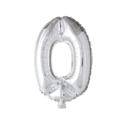 Lille Sølv Folie Tal Ballon (ca. 40cm.) - 0 Tal