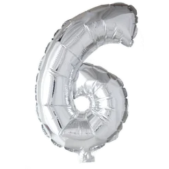 Lille Sølv Folie Tal Ballon (ca. 40cm.) - 6 Tal