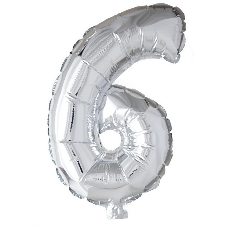 Lille Sølv Folie Tal Ballon (ca. 40cm.) - 6 Tal