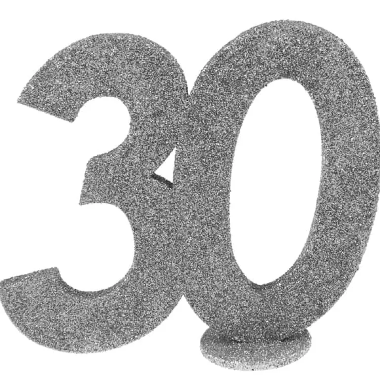 Lille Sølv Glitter "30" Tal - Borddekoration