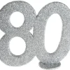 Lille Sølv Glitter "80" Tal - Borddekoration