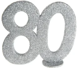 Lille Sølv Glitter "80" Tal - Borddekoration