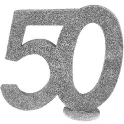 Lille Sølv Glitter "50" Tal - Borddekoration