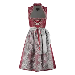 Luksus Dirndl i Mørkerød - Jacquardvævet