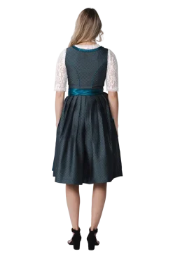 Luksus Dirndl i Turkis - Jaquardvævet