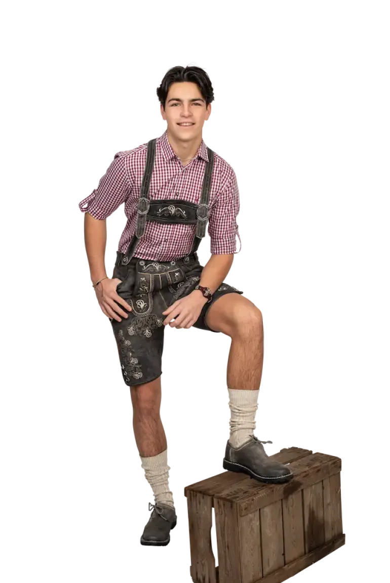 Luxus Lederhosen i Ægte Læder - Kort Model i Antracit Grå