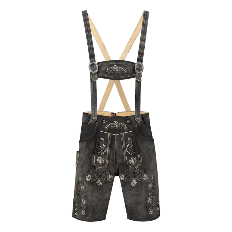 Luxus Lederhosen i Ægte Læder - Kort Model i Antracit Grå