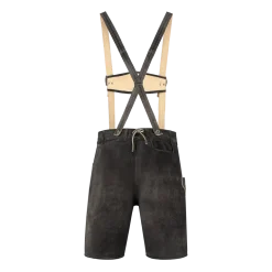 Luxus Lederhosen i Ægte Læder - Kort Model i Antracit Grå