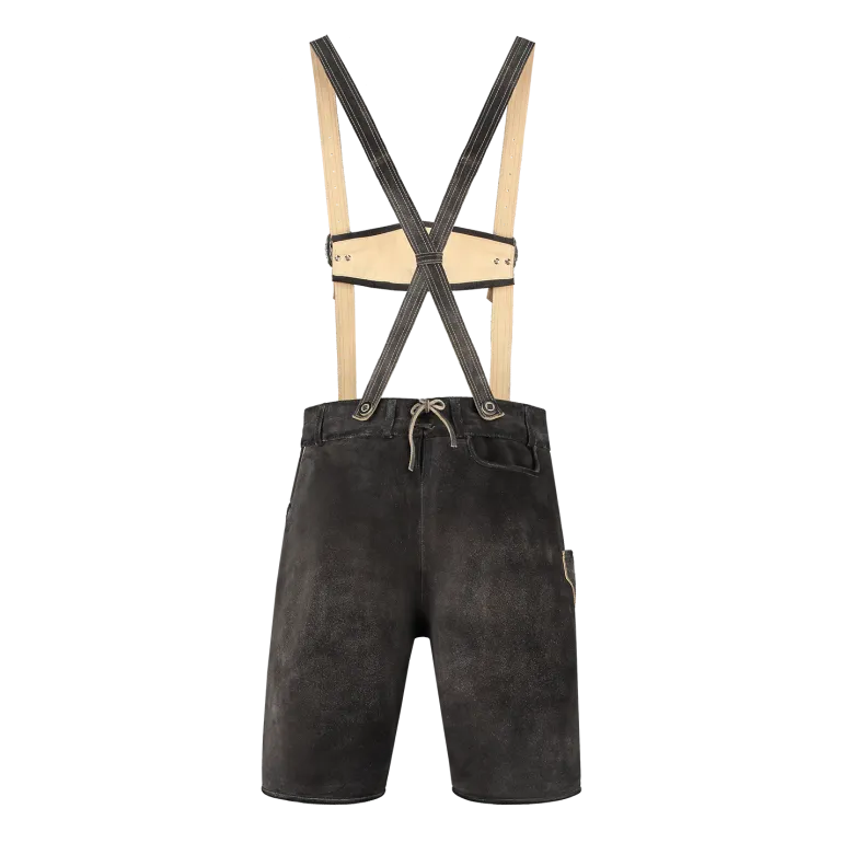 Luxus Lederhosen i Ægte Læder - Kort Model i Antracit Grå