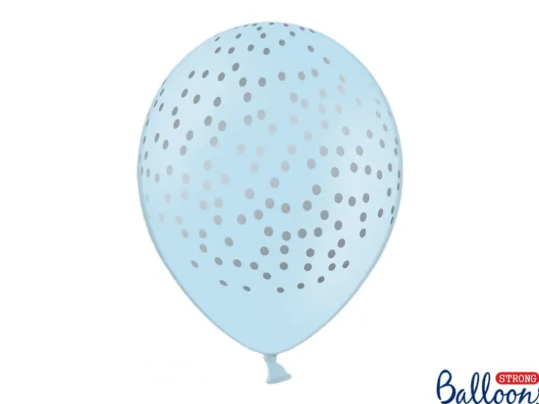 Lyseblå Faux Konfetti Latex Balloner (30cm.), 6 stk.