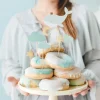 Lyseblå Hval Cupcake Toppers, 7 stk.