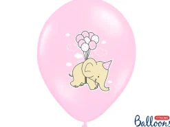 Lyserøde balloner med elefanter (30cm.)