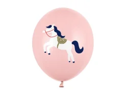 Lyserøde Latex Balloner m/Hest 6 stk., 30cm