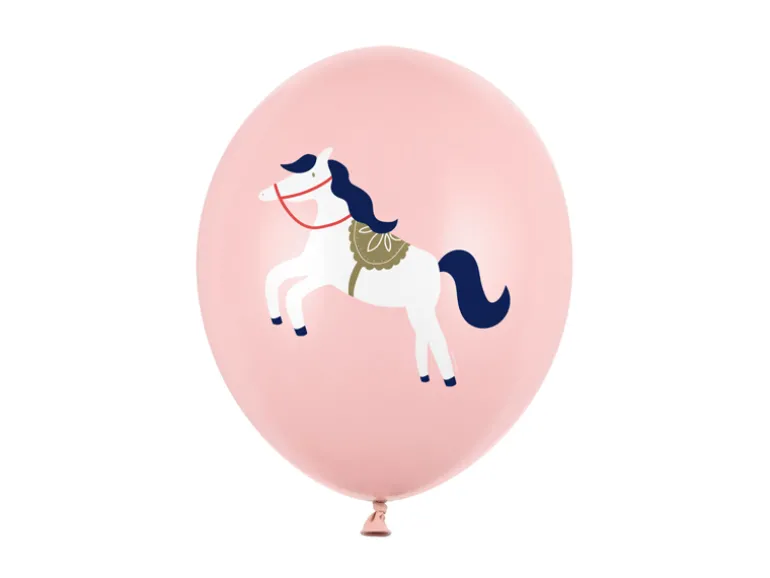 Lyserøde Latex Balloner m/Hest 6 stk., 30cm