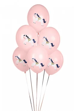 Lyserøde Latex Balloner m/Hest 6 stk., 30cm