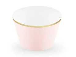 Lyserøde Muffin Wrappers m/Guld Kant, 6 stk.