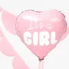 Lyserød "It's a Girl" Hjerte Folieballon, 45 cm