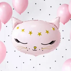 Lyserød Kat Shape Folieballon, 48 x 36 cm