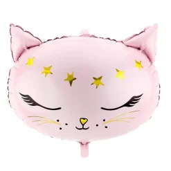 Lyserød Kat Shape Folieballon, 48 x 36 cm