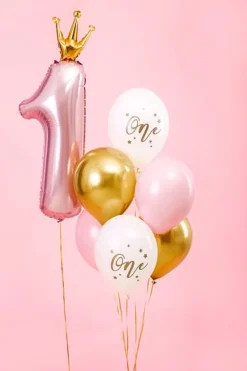 Lyserød "One" Latex Ballon Pakke m/6 stk.