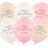 Lyserødt mix "Happy Birthday" Balloner, 6 stk.