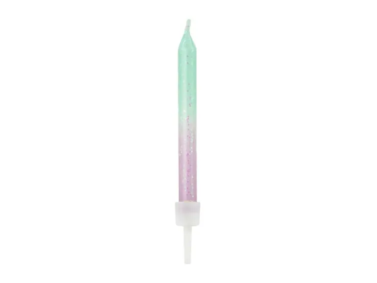 Mermaid Kagelys m/Glitter & Ombré Design, 20 stk.