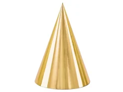 Metallic Guld Partyhatte, Pakke m/6 stk