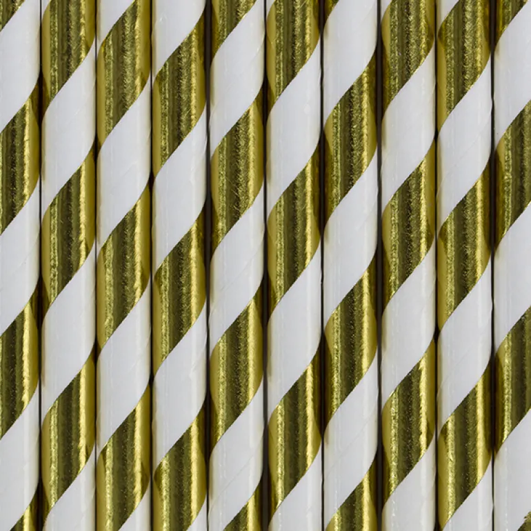 Metallic Guld Stribet Papirsugerør
