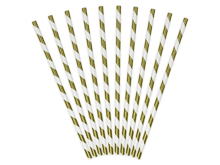 Metallic Guld Stribet Papirsugerør